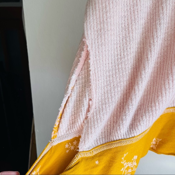 Free People Auxton Thermal Textured Flowy Loose Tie Belt Waist Pink Orange Top - Picture 3 of 5